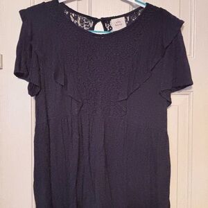 Knox Rose navy Lace Accent Blouse